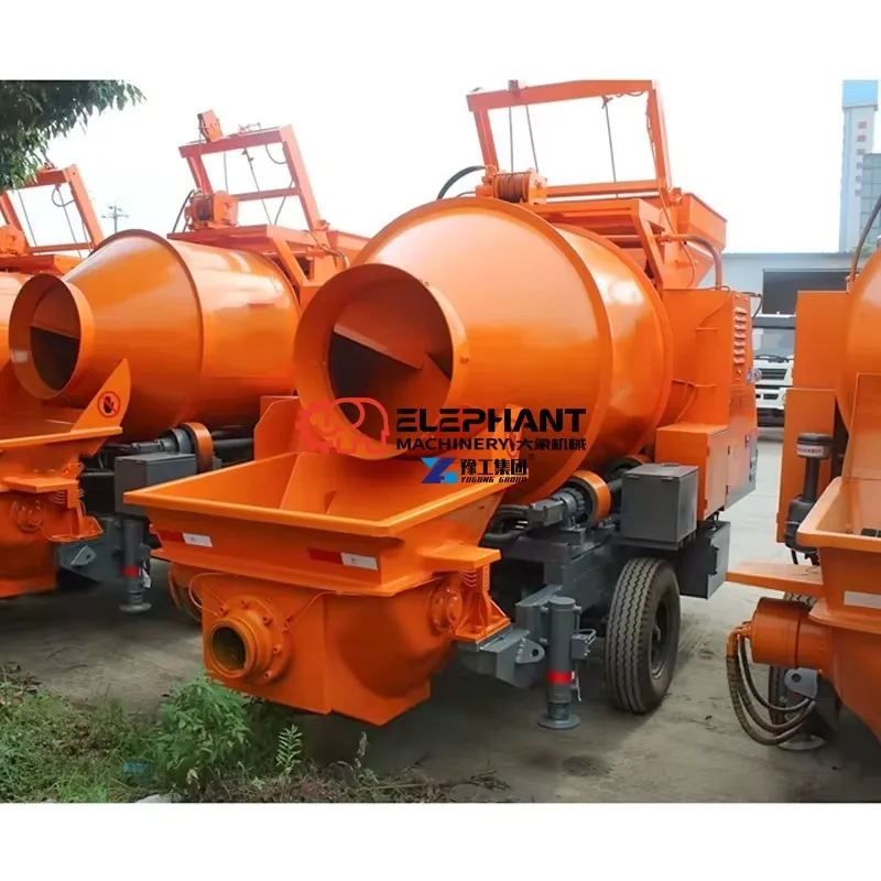 Hot Selling Mini Trailer-mounted Concrete Line Pump, Integrated Concrete Mixer Pump Machine for Rural Housing