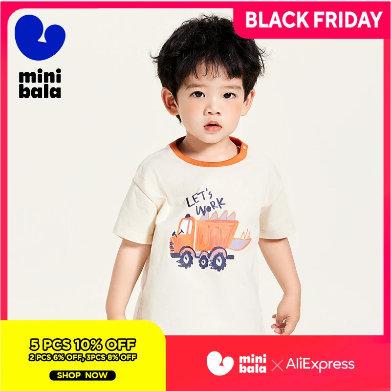 

Mini Bala Short Pants Boys 2024 Summer New Breathable Thin Pure Cotton T-Shirt for Children