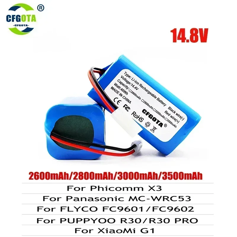 New H18650CH-4S1P 14.4V 3500mAh Li-ion Battery Pack,For XIAOMI MIJIA Mi Robot Vacuum-Mop Essential G1 MJSTG1，SKV4136GL R30 R35