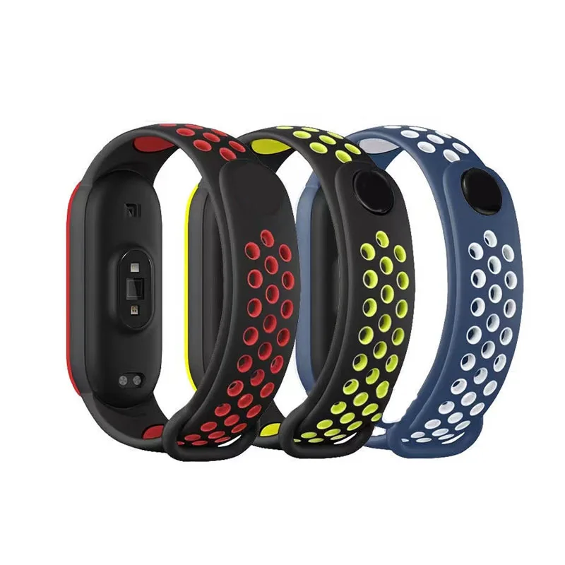 Xiaomi Mi Band 3 4 5 6 7 팔찌 Mi Band 7 6 5 4 스트랩 실리콘 스포츠 팔찌 교체 스마트 시계 액세서리
