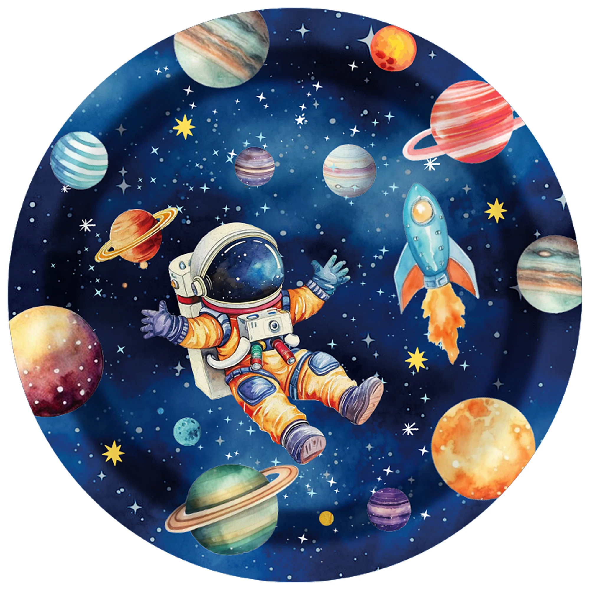 Weltraum Einweggeschirr Astronaut Teller Tassen Tischdecke Servietten Geschirr für Babyparty Geburtstag Party Dekoration – Detail 6