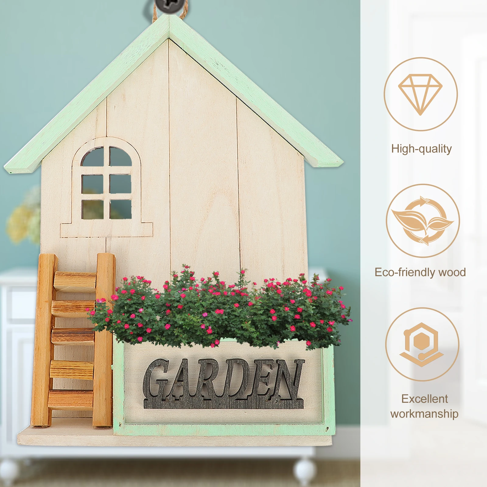 

Wall mounted Flower Pot Wooden Pendant Creative Hanging Basket Sturdy Durable Smooth H Save Space Decorative Practical Gardening