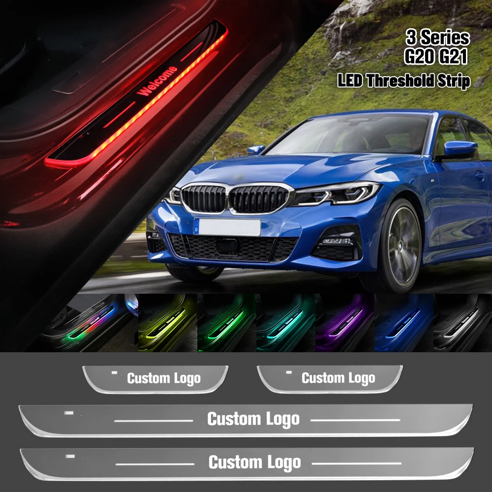 

For BMW 3 Series G20 G21 2019-2023 Car Door Sill Light Customized Logo LED 2021 2022 Welcome Threshold Pedal Lamp Accessories