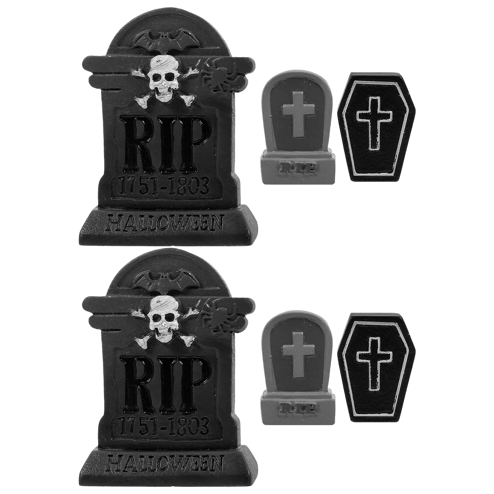 

6pcs Halloween Tombstone Mini Decorations Spooky Resin Figures Graveyard Ornaments Party Accessories Indoor OutdoorHaunted