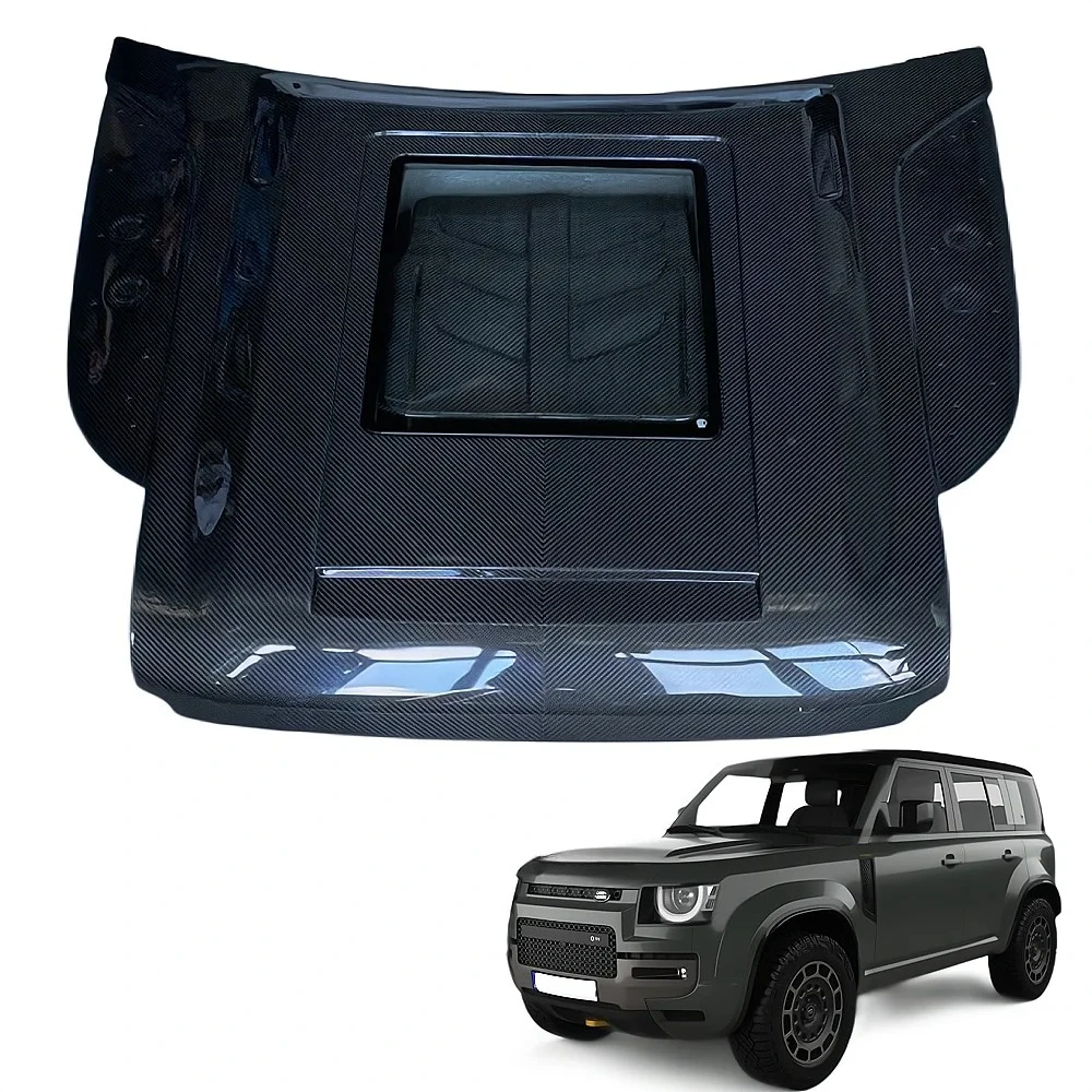 

Wholesale Custom Original Transparent Double-Sided Dry Carbon Fiber Hood Replacement Parts for New for Land Rover Defender
