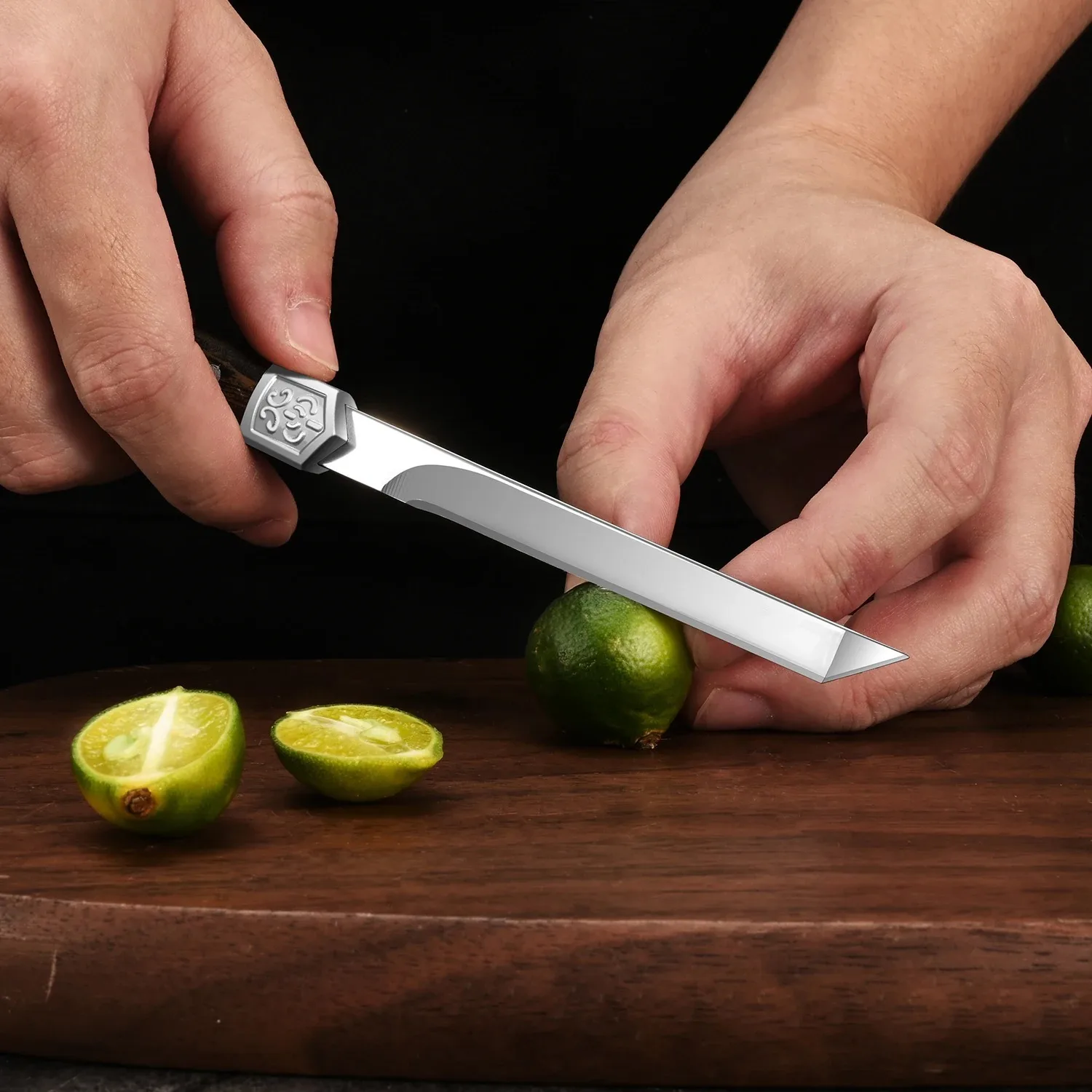 1 piece, high hardness stainless steel fruit knife, imitation wood grain handle, suitable for kitchen use