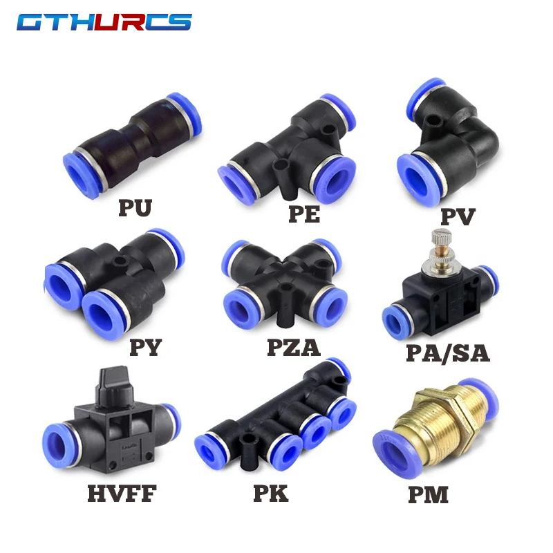 Złączki pneumatyczne do rur, szybkozłączki powietrzne, złączki do węży, złączki plastikowe PU PE PV PY SA PK PM HVFF 4mm 6mm 8mm 10mm 12mm