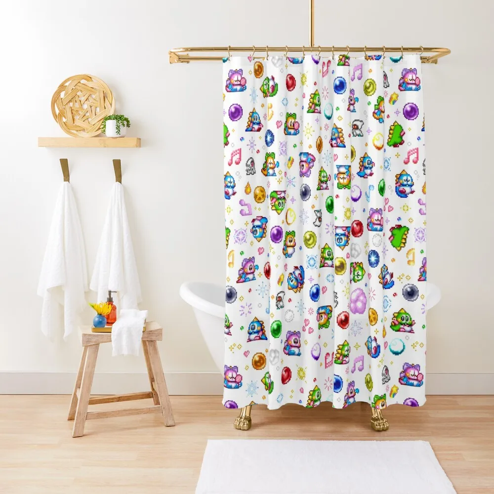 Bubble Bobble - White Shower Curtain Transparent Bathroom Shower Shower Bath Bathroom Curtain