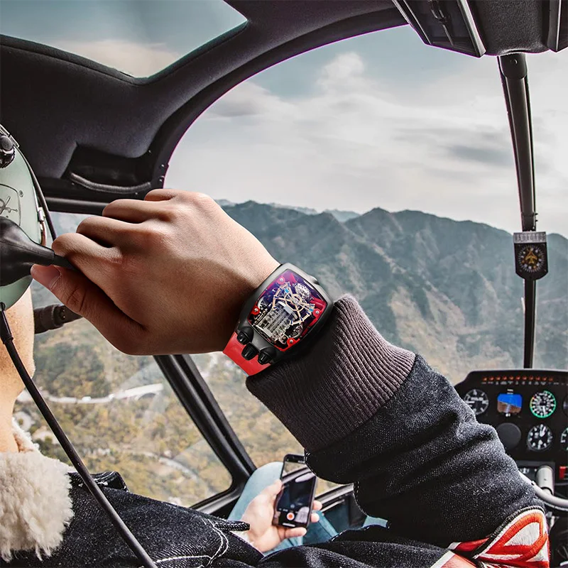 Nowy męski zegarek mechaniczny Feice, supercar, modny, ażurowy, w pełni automatyczny, podświetlany, wodoodporny FM666