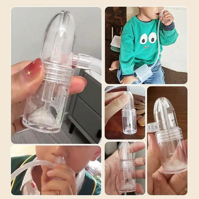 Manual Baby Nasal Aspirator Hand Pump Silicone Nose Cleaner Multi-functional Long Tip Nose Aspirator Flexible Baby Booger Sucker