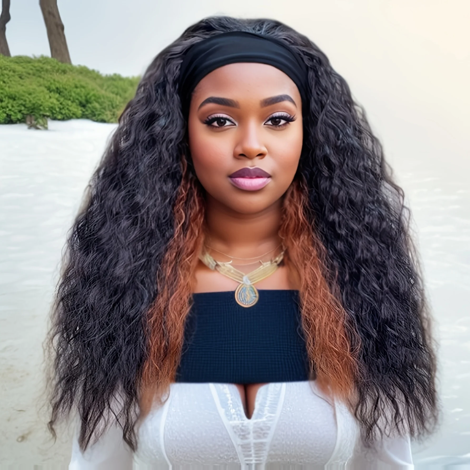 Headband Wig for WomenCurly Wavy Headband Wigs Water Wave Hair Wig Synthetic Wigs