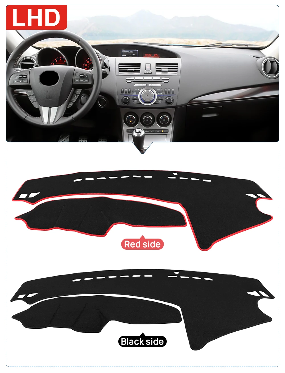 Für Mazda 3 BL M3 2010 2011 2012 2013 Auto Dashboard Abdeckung Vermeiden Licht Matte Sonnenschutz Pad Anti-Uv Teppiche schutzhülle Zubehör – Detail 4