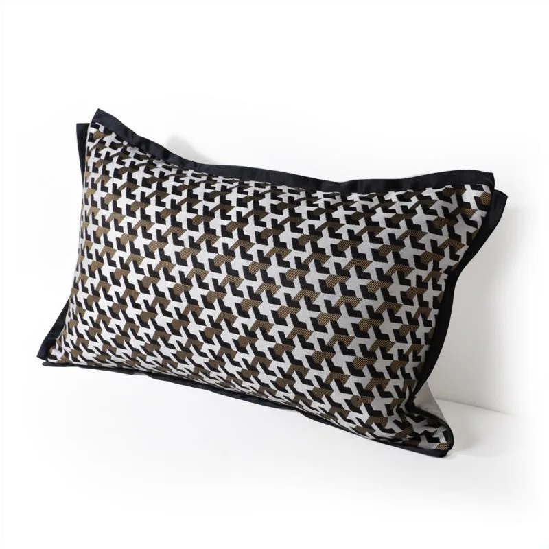 Brown Gold Decor Sofa Cushion Cover Geometric Jacquard Pattern Series Luxury Cushion Pillow Cover