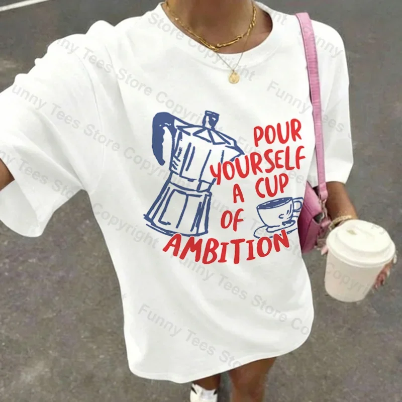 Women Vintage Country Music T-Shirt Coffee Lover T Shirt Moka Pot Graphic Tees Barista Shirt Unisex Trendy Loose Cotton Top Gift