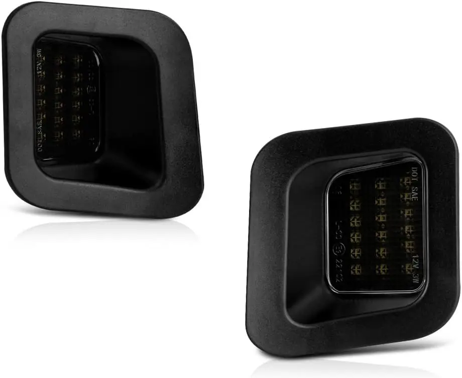 Full LED Smoke Lens Plate Light For 2003-2018 Compatible with Dodge 1500 2500 3500 Truck,2-Pieces Tag Lamp Assembly Replacement