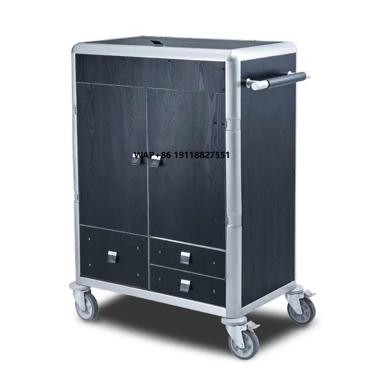 Housekeeping Janitor Stainless Steel Folding Cleaning Trolley Cart
