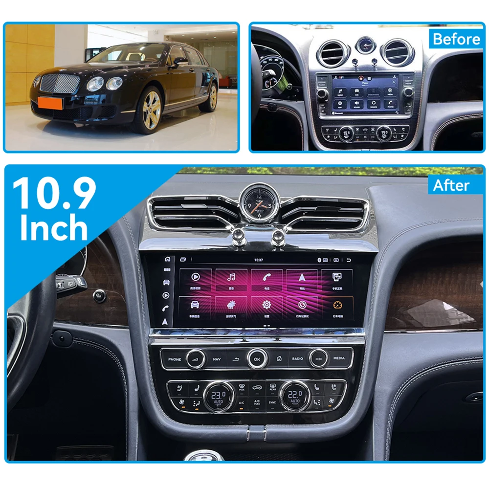 2024 Style Qualcomm 6125 For Bentley Bentayga 2016-2019 Intelligent Multimedia Video Player CarPlay GPS Radio Stereo Multimedia