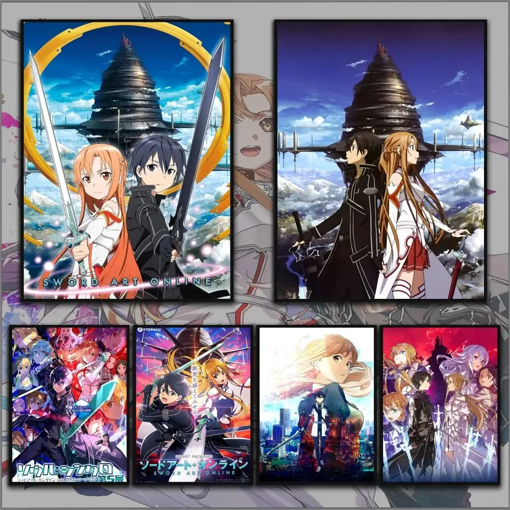 Anime S-Sword Art O-Online SAO Poster HD Art Sticky Wall Waterproof Home Anime Movie Singer Living Room Bedroom Bar Aesthetic