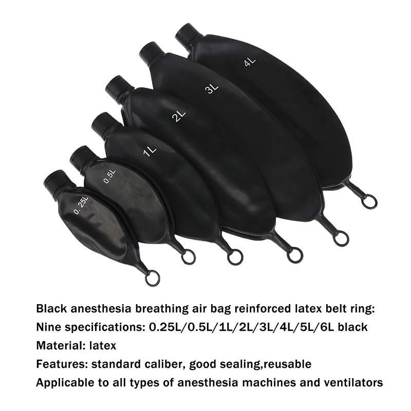 1PC Animal Anesthesia Machine Air Storage Bag Simulated Lung Air Storage Bag Breathing Bag Anesthesia Respiratory Circuit Black