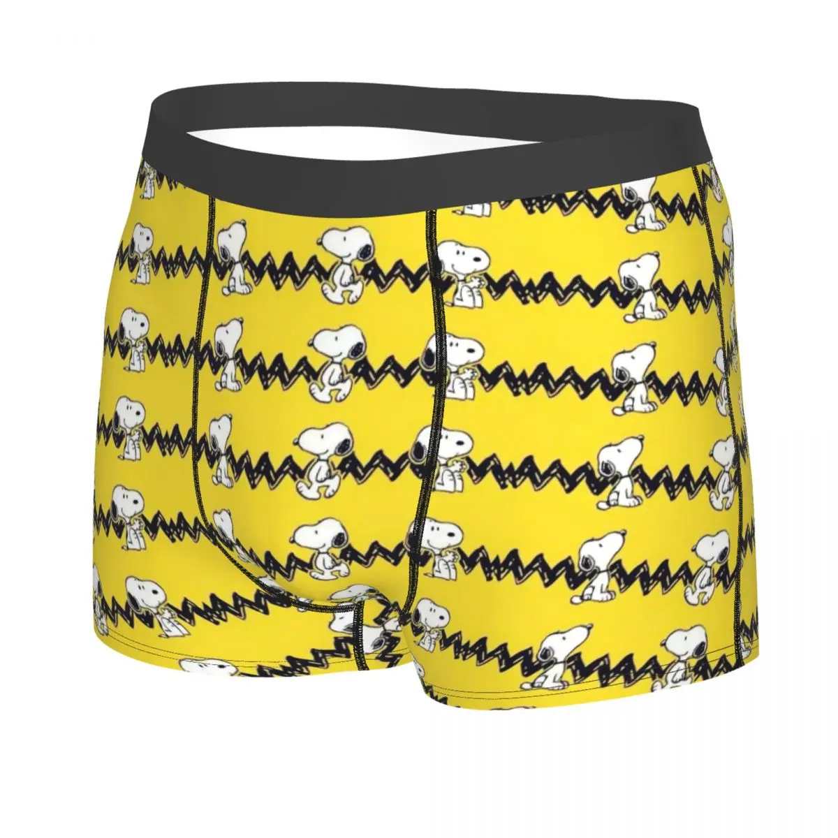 Customized S-Snoopys Yellow Pattern Underwear Male Printed Kawaii Hot Boxer Shorts Panties Briefs Breathable Underpants