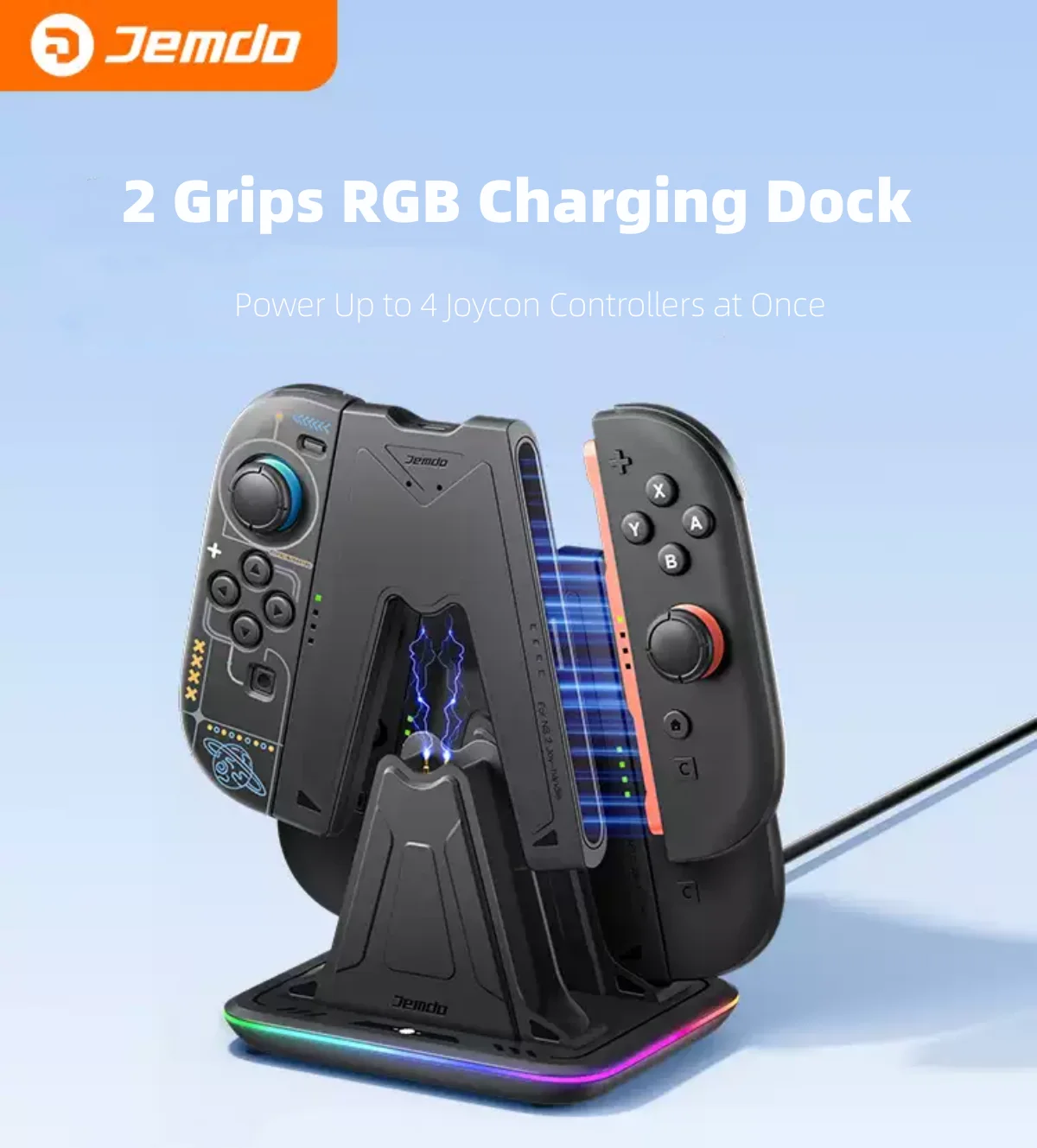 

Switch 2 Joycon Charging Dock Set, Includes 2X Charging Grips & 1x RGB Charging Station, Complete Power Solution for Switch 2