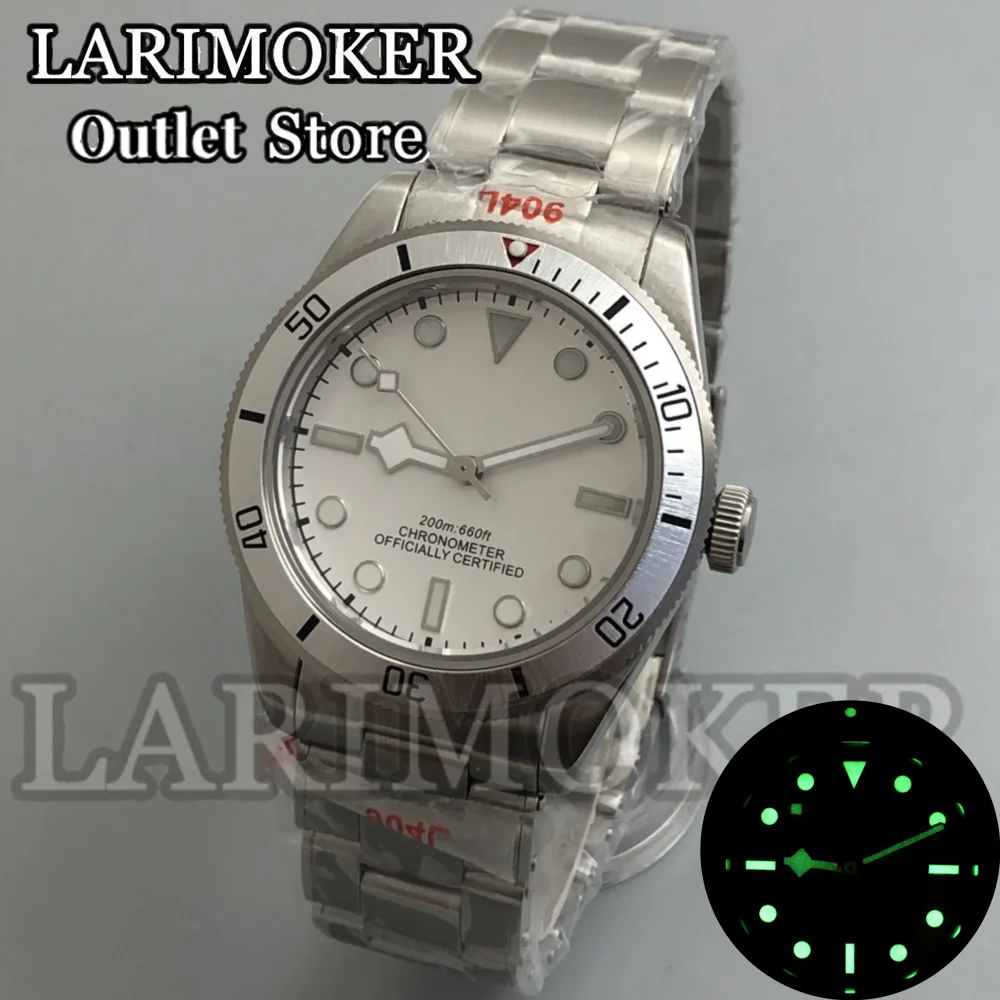 

LARIMOKER 39mm Silver Black Dial Automatic Men's Watch NH35 PT5000 movement Domed Sapphire Glass Bracelet Clasp Waterproof watch