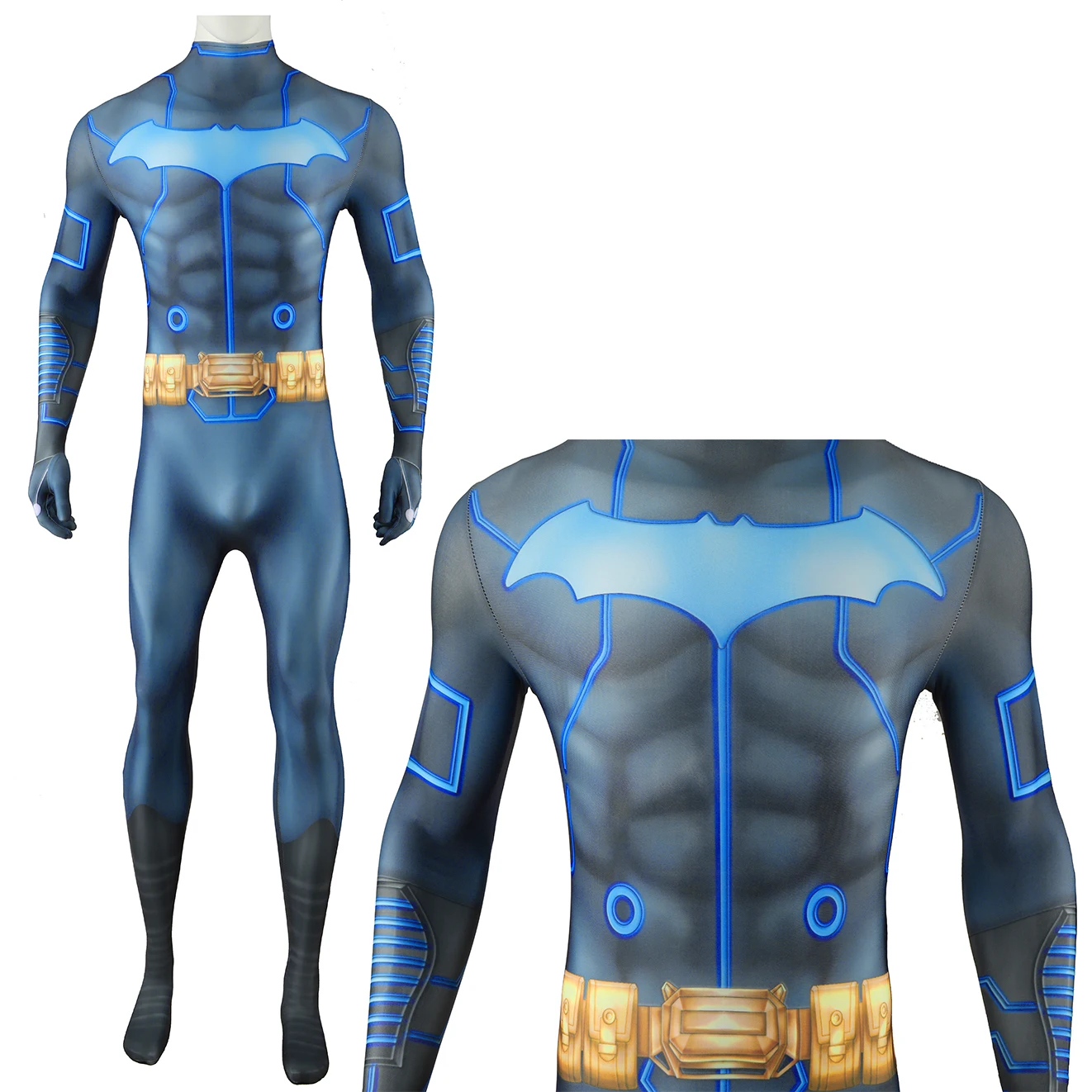 Disfraz de Cosplay de Bruce Wayne, traje de superhéroe con estampado 3D, monos de murciélago, trajes de Spandex de Bruce Wayne, disfraz de Halloween