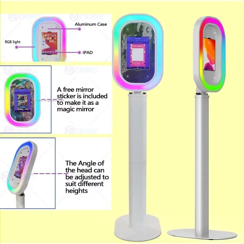 

Portable Oval Selfie Photo Booth Kiosk Salsa iPad PhotoBooth Machine with LED RGB Light Customizable iPad Photobooth