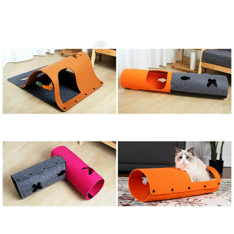 Multipurpose Pet Tunnel Toy 44*60/52*70cm Felt Cloth Mazes Cat House Bed With Toy For Cat Puppy Kitten Rabbit Indoors Outdoors