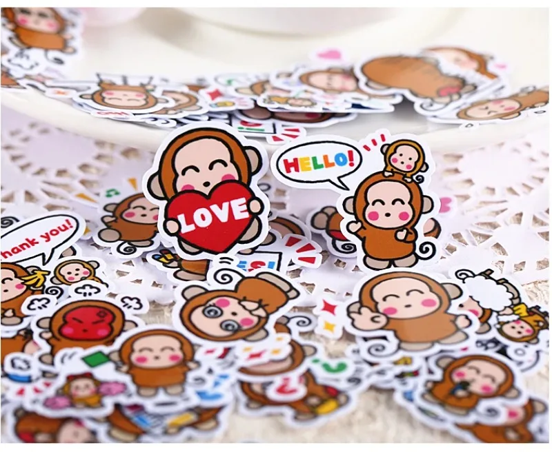40 pezzi adesivi creativi Kawaii autofatti di amnion Monkey/bellissimi adesivi/adesivi decorativi/Album fotografico artigianale fai da te
