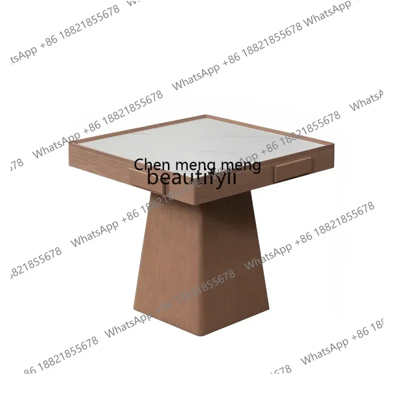 ss 8350 Solid wood Chinese chess and card table and chair combination square square table rock slab special for card playing