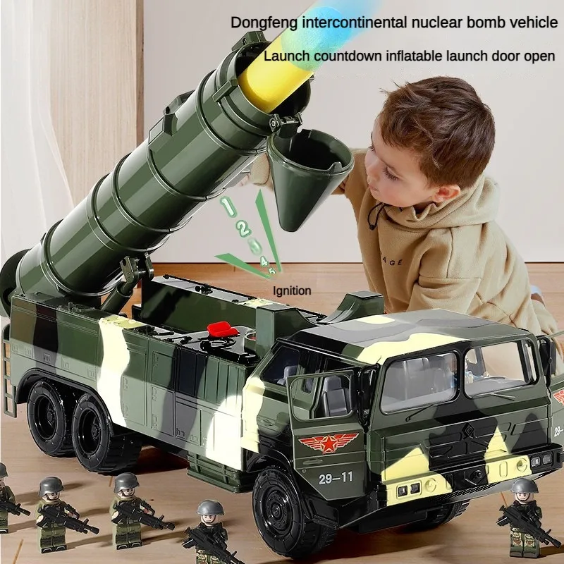 

Super Sized Alloy Missile Car Toy Capable Of Launching Children'S Rocket Launcher 3-Year-Old Boy Simulation Tank Model