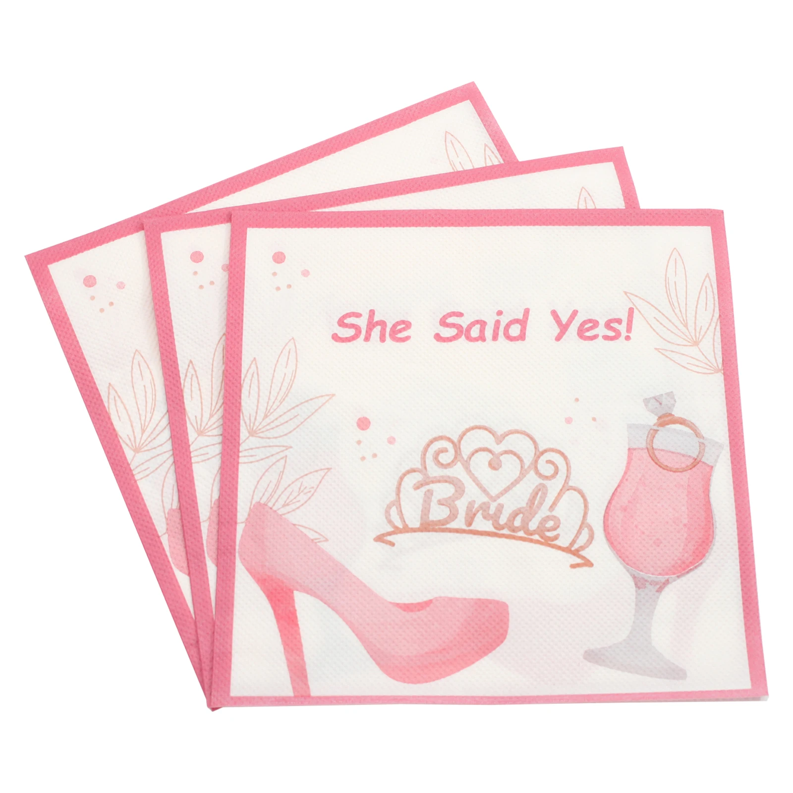 33x33cm She Said Yes Engagement Party Print Paper Napkins Bride Serviettes Tissue Decoration Decoupage for Special Occasions