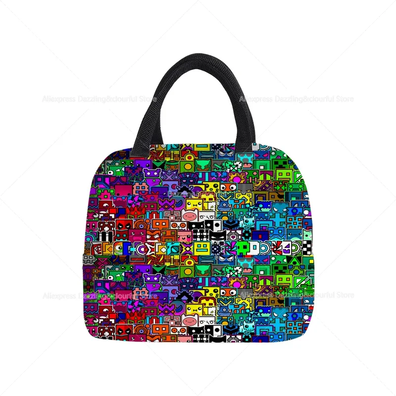 Bolsa de Picnic Angry Geometry Dash Cooler, bolsa de almuerzo de moda, bolsa de cena aislada para comida escolar, bolso de viaje para acampar