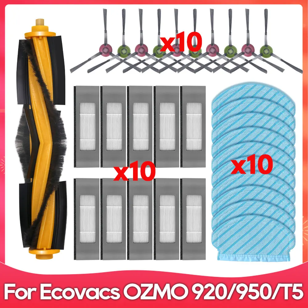 Fit For Ecovacs Deboot OZMO N7 / 920 / 950 / Yeedi 2 Hybrid / T5 / T9 Roller Side Brush Filter Mop Cloths Accessory Spare Part