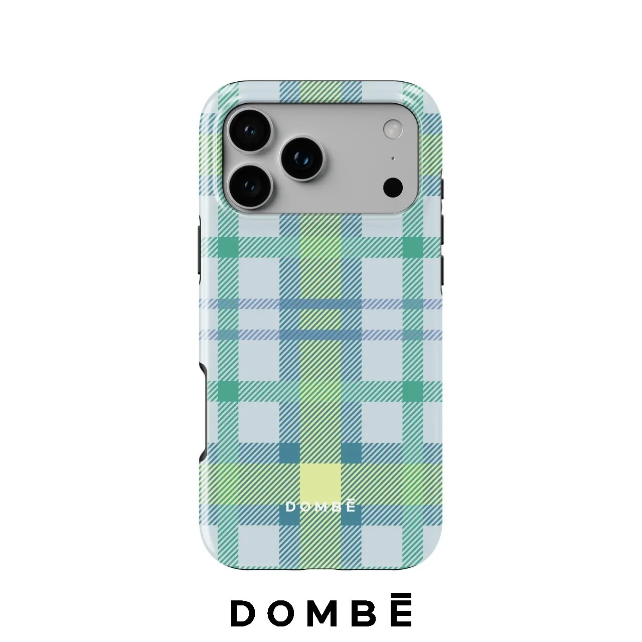 Green Plaid DOMBE Phone Case for Samsung Galaxy S20 S23 S24 S25 S26 FE Plus Ultra Edge 4G 5G Luxury Double-layer Back Cover