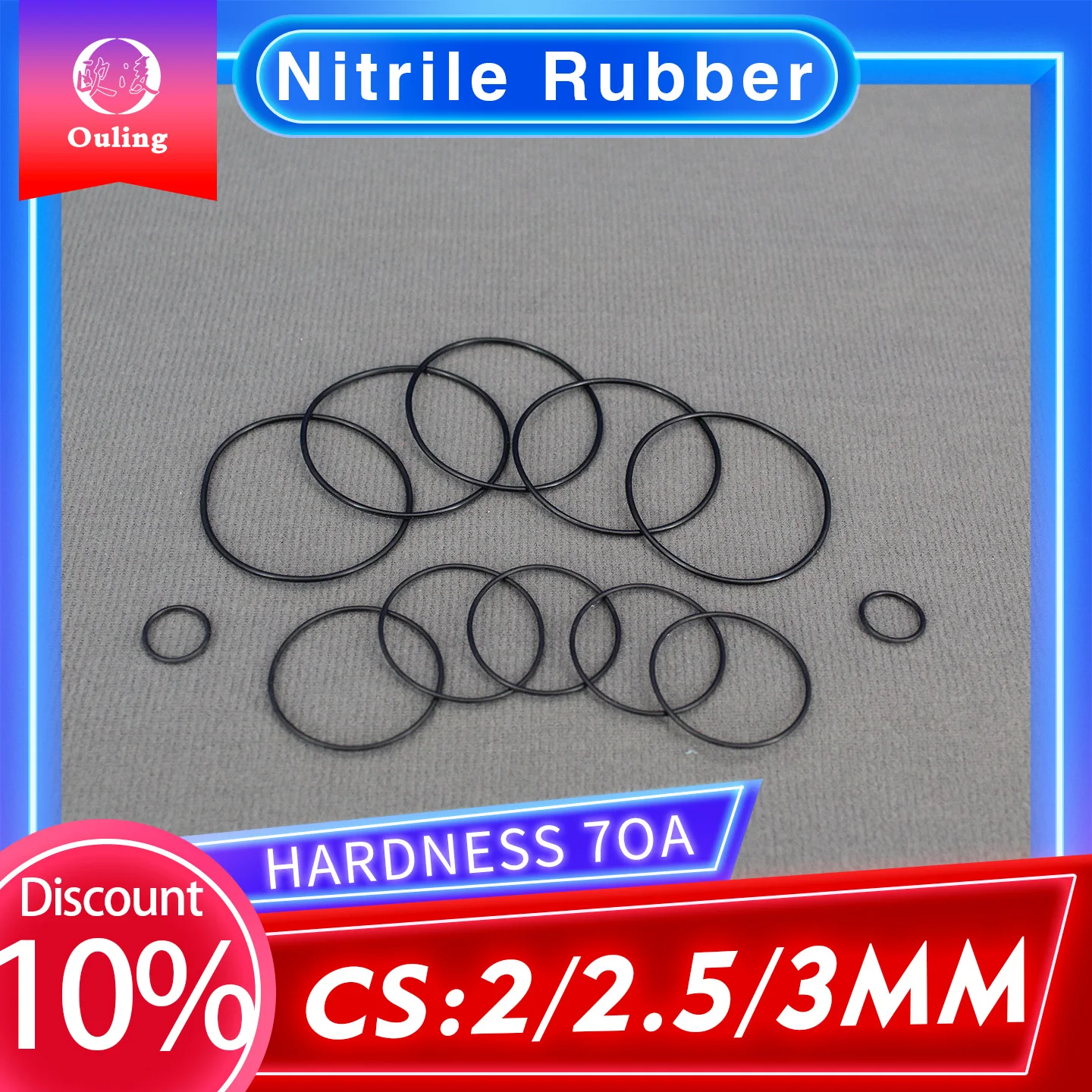 NBR Black Nitrile Rubber O-Ring Seal 70A Thickness CS2/2.5/3mm OD6-50mm Wear Resistance Seals O Ring Nitrile Washe