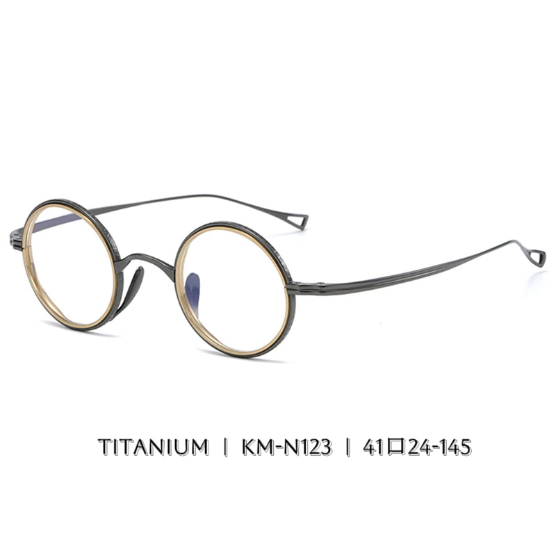 

Luxury Pure Titanium Round Eyeglass Frame Lightweight - Vintage Designer Prescription Glasses for Men/Women Reading & Myopia Use