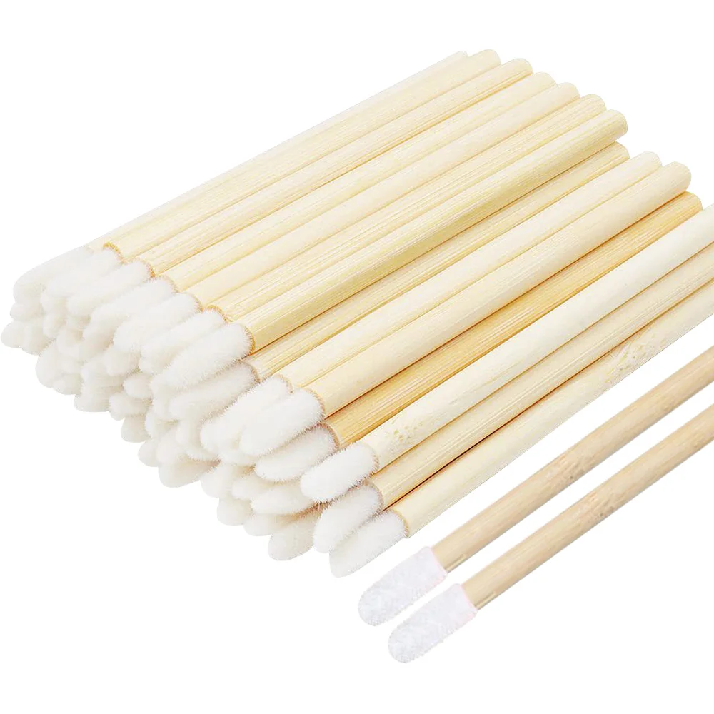 50/100pcs 립 브러쉬 대나무 손잡이 립 브러쉬 립스틱 글로스 완드 애플리케이터 메이크업 도구 속눈썹 연장 액세서리
