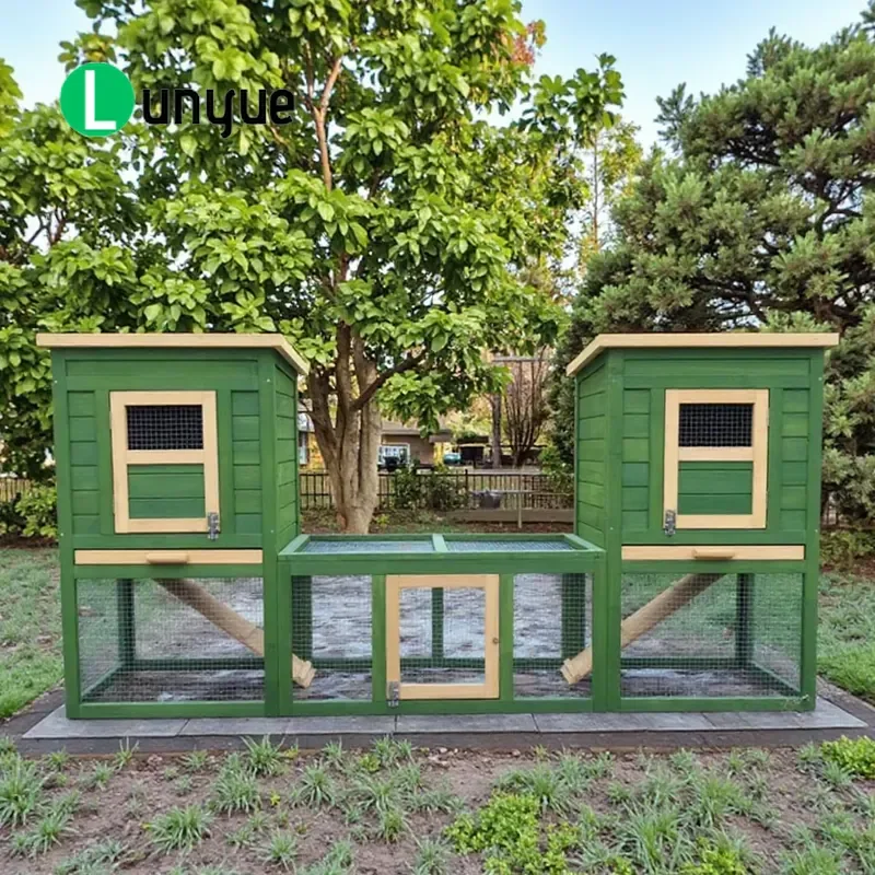 Large Wooden Rabbit Cage Utility Hutch with Weatherproof Nest Box for Backyard Farm Outdoor Pet House Durable Shelter