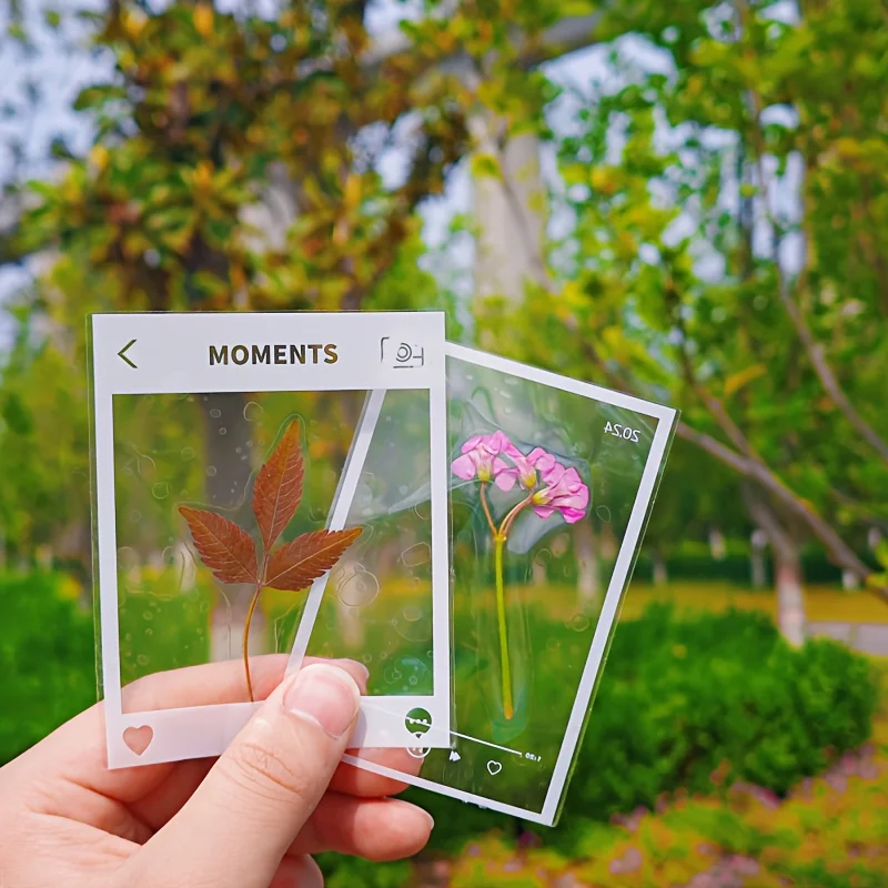 Przezroczyste naklejki samoprzylepne do rękodzieła DIY - błyszczące geometryczne wzory liści i kwiatów, naklejki do scrapbookingu, zakładki do książek