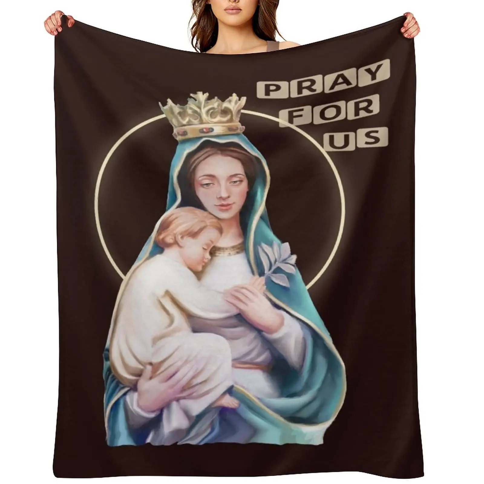 Virgin Mary and Baby Jesus Throw Blanket Designers Loose Warm Sofa Beautifuls Kid'S Blankets