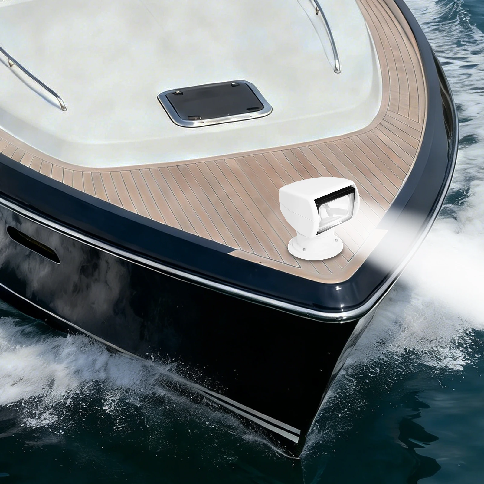 Faro da Ricerca Marino 12V 100W per Yacht, Faretto Telecomandato per Barche e Pattuglie Marine