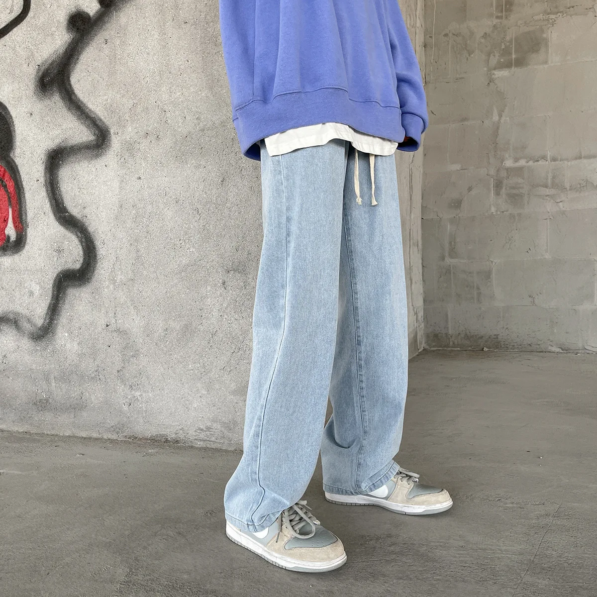 

Light Wa Retro Men's Denim Pants Straight Leg Wide Leg Long Trousers Spring Autumn Faionable Casual Cotton Polyester Blend
