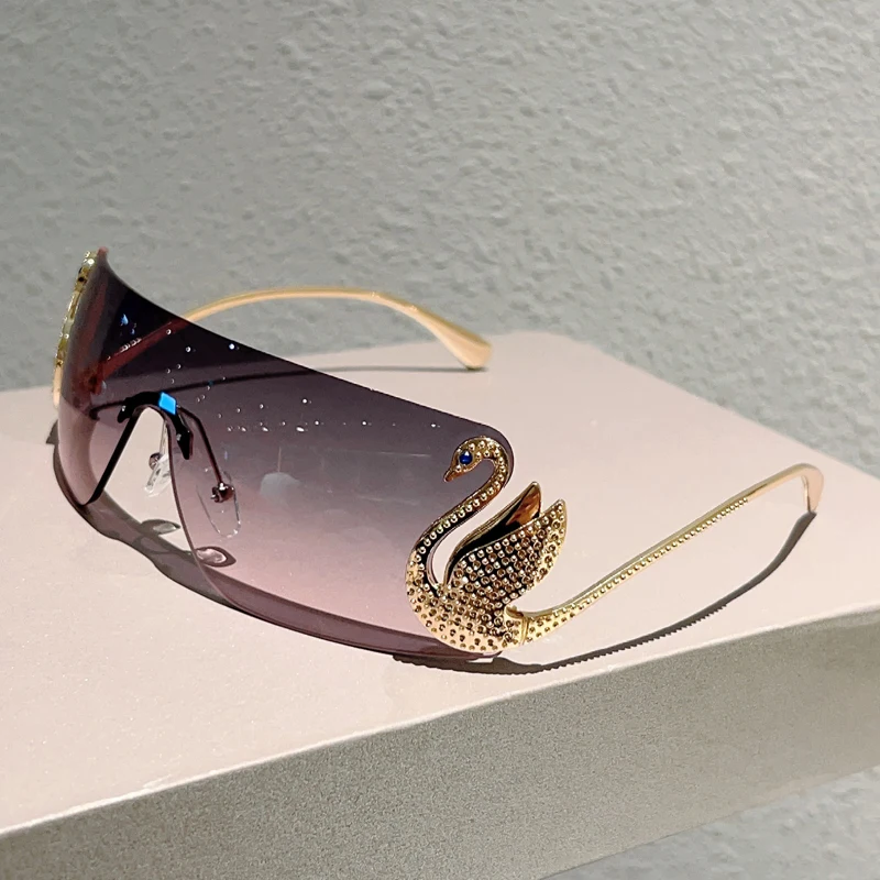 GM LUMIAS Y2k randlose Sonnenbrille für Damen 2026 Neu in der Mode Elegante Farbverlaufsgläser Trendiges Markendesign Lässige Deko-Sonnenbrille
