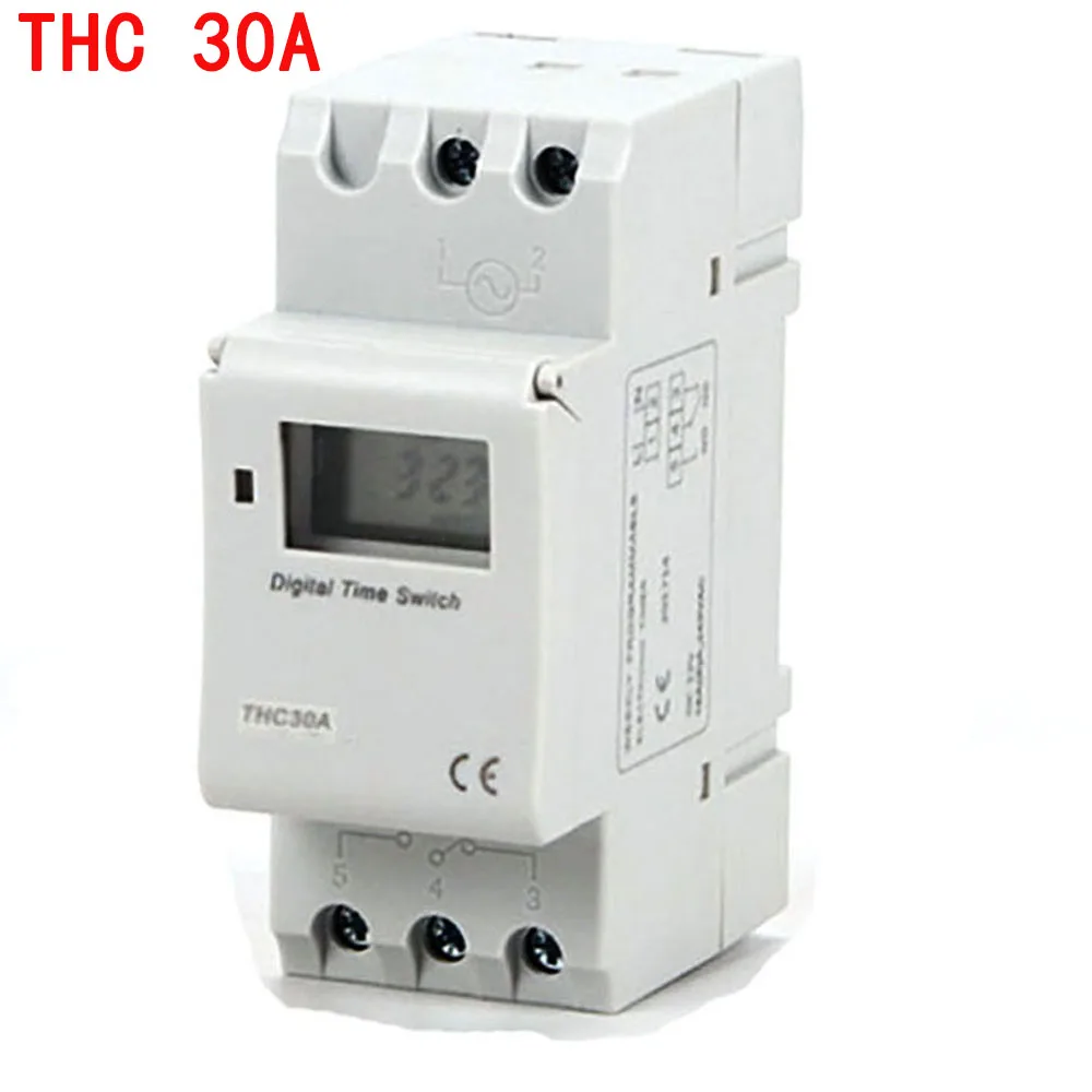 Nuovo tipo guida Din 2 fili settimanale 7 giorni programmabile interruttore orario digitale relè controllo Timer AC THC 15A 30A 220V 230V 12V 24V 48V