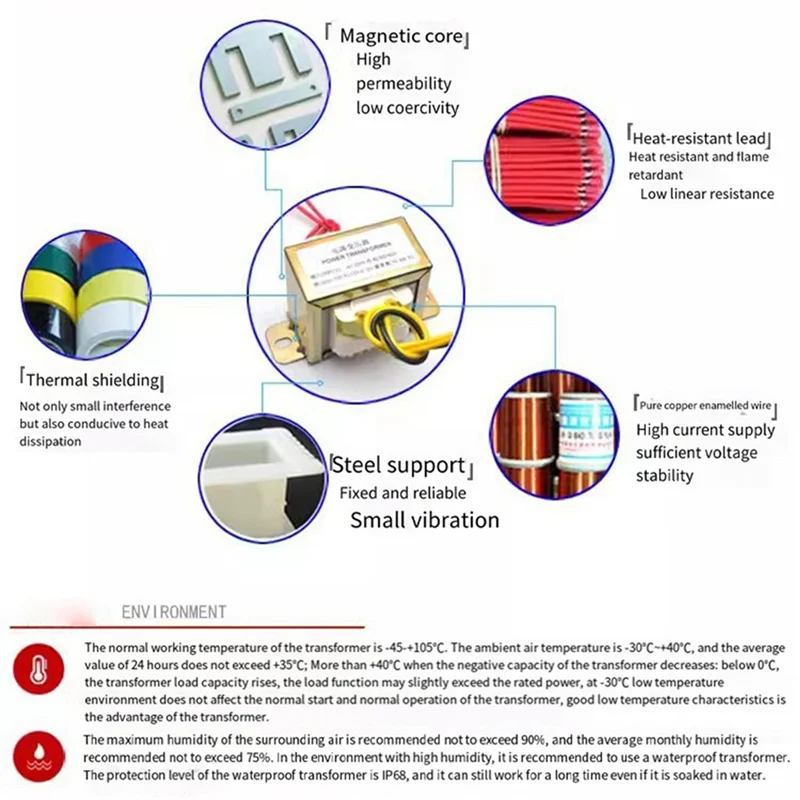 B29C-2X Power Transformer Dual AC 18V 50W EI Transformer 110V In Optional For Preamplifier 2.1 Amplifier Tone Board A