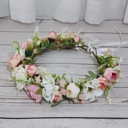 Artficial Flower Crown Girls Headband Wedding Hair Accessories Headdress Women Girls Floral Garland Bridal Flower Headwear