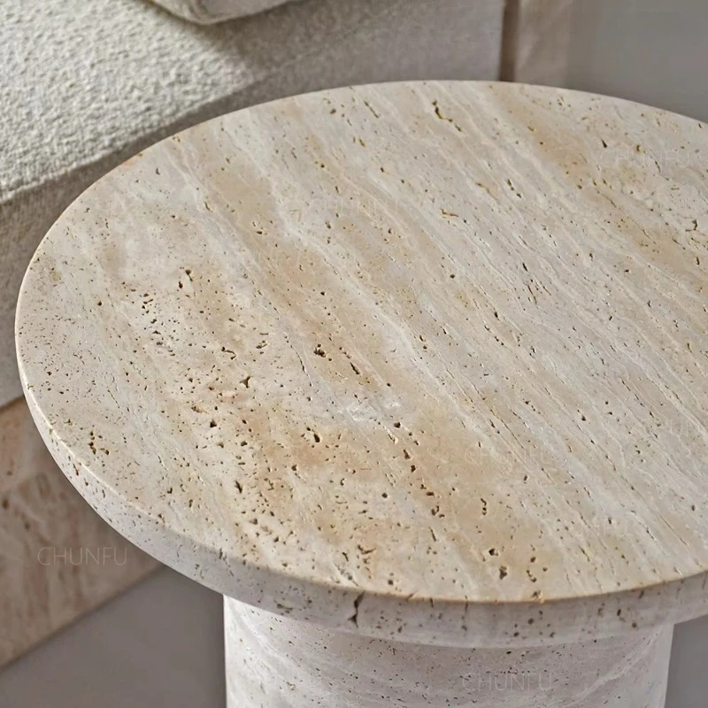 OEMODM modern Nordic style cave stone home decoration round coffee side table living room furniture porch restaurant