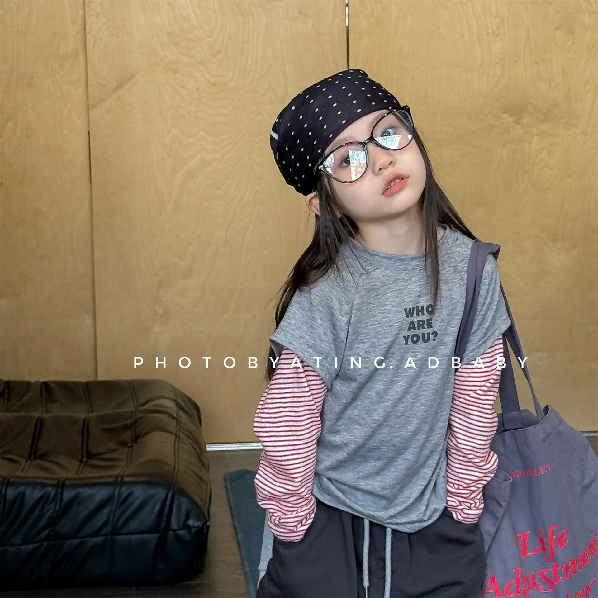 2026 Spring New Children False Two Piece Base Shirts Boys Girls Letter Print T Shirts Kids Long Sleeve Striped Tops Baby Clothes